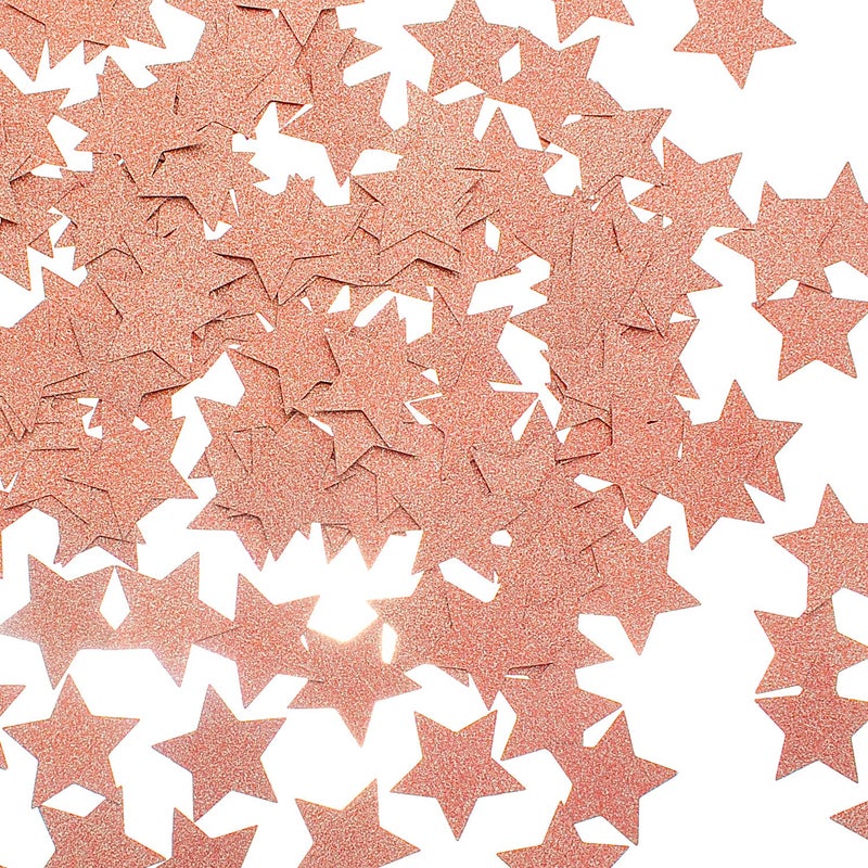 MOWO Glitter Star Confetti for Table Wedding Birthday Party Decoration  1.2 inch in Diameter (rose gold glitter 200pc) - Image 1